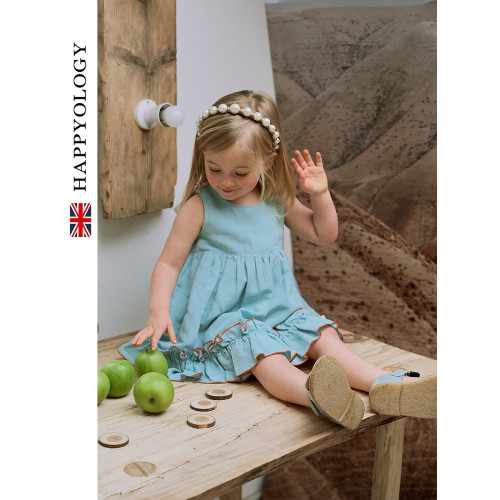 Happyology英國兒童春夏裝新款裙子女童童裝立體翅膀撞色邊連衣裙
