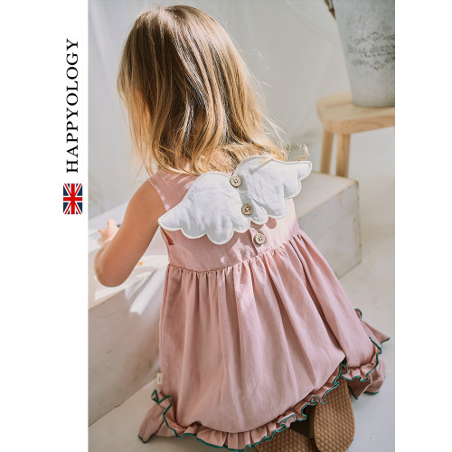 Happyology英國兒童春夏裝新款裙子女童童裝立體翅膀撞色邊連衣裙