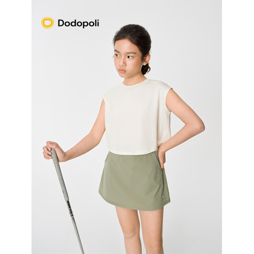 Dodopoli女童涼感運動背心T恤吸溼排汗抗菌25夏外穿坎肩無袖上衣