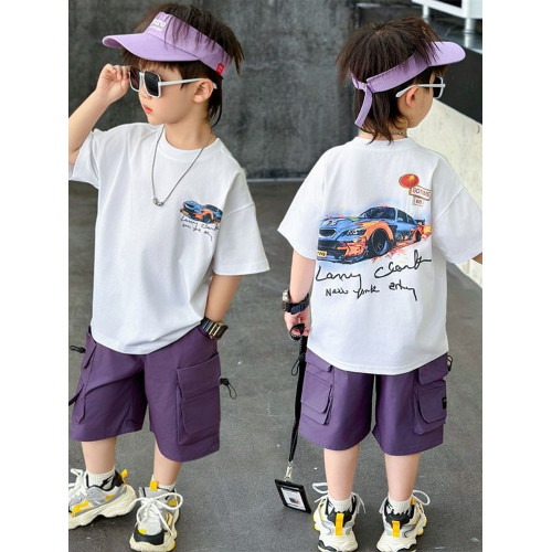 安哼安哼男童夏季套裝2025新款夏裝帥氣時髦寶短袖短褲衣服兒童夏