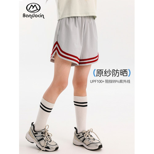 半度閒女童夏裝運動短褲夏季薄款2025新款兒童夏季彈力跑步三分褲