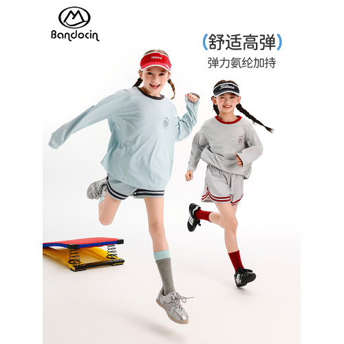 半度閒女童夏裝運動短褲夏季薄款2025新款兒童夏季彈力跑步三分褲