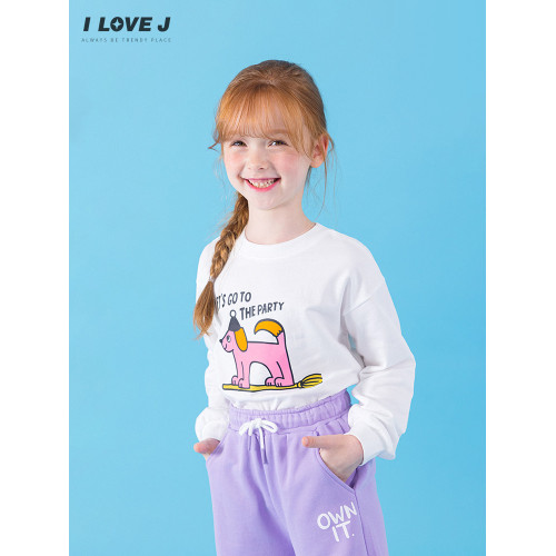 ILOVEJ韓國童裝2025秋季新款女童小狗衛衣長袖純棉T恤上衣JXFTO15