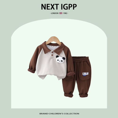 英國NEXT IGPP 男童秋季套裝男童春秋款洋氣國寶熊貓運動服兩件套