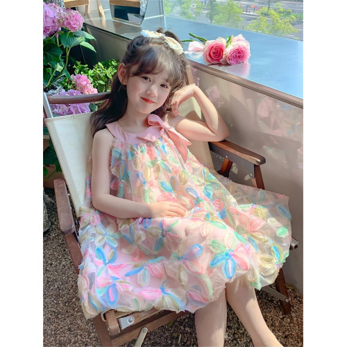英國Next Svip女童連衣裙2025新款網紗裙兒童女孩蓬蓬紗公主裙夏