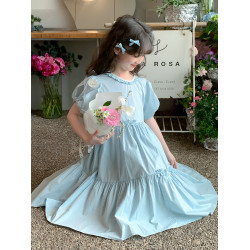 英國Next Svip藍色裙子女童連衣裙2025新款童裝女孩休閒公主裙夏
