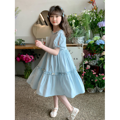 英國Next Svip藍色裙子女童連衣裙2025新款童裝女孩休閒公主裙夏