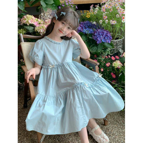 英國Next Svip藍色裙子女童連衣裙2025新款童裝女孩休閒公主裙夏