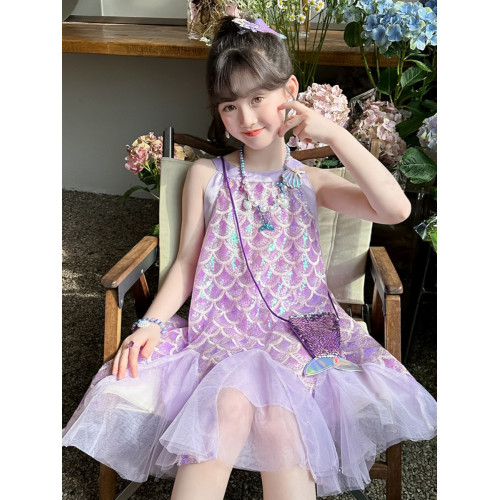 英國Next Svip兒童美人魚公主裙女童連衣裙2025新款女孩背心裙夏