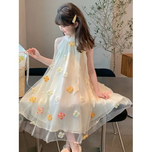 女童2025新款連衣裙夏裝洋氣兒童夏季裙子小女孩公主裙無袖紗裙