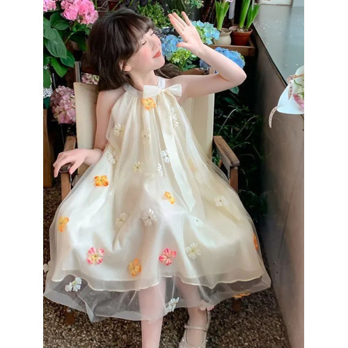 女童2025新款連衣裙夏裝洋氣兒童夏季裙子小女孩公主裙無袖紗裙