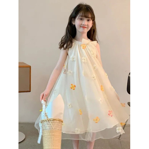 女童2025新款連衣裙夏裝洋氣兒童夏季裙子小女孩公主裙無袖紗裙