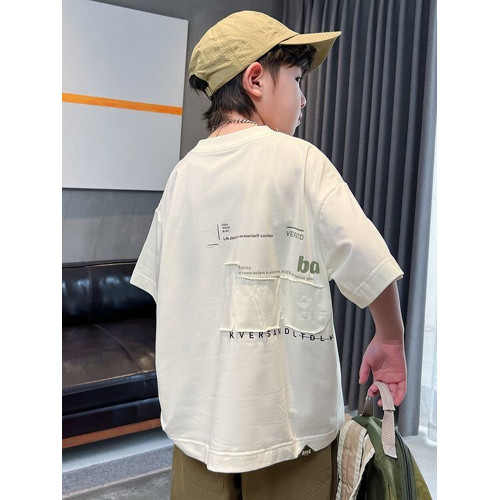 男童白色短袖T恤夏裝2025新款薄兒童夏季半袖體恤男孩棉t夏款上衣