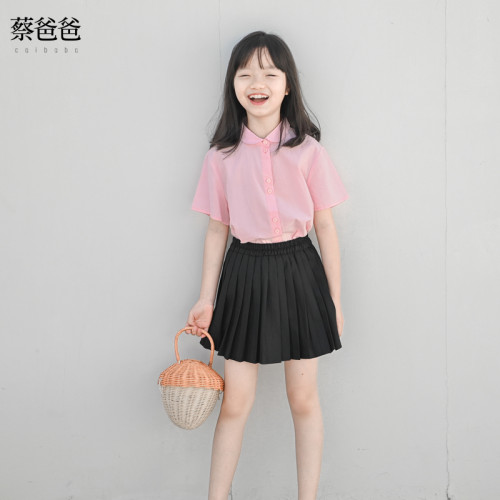 蔡爸爸童裝 2025新款夏季純棉褲裙文藝女童半身百褶短裙子698+102