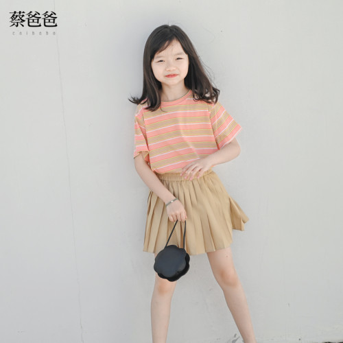蔡爸爸童裝 2025新款夏季純棉褲裙文藝女童半身百褶短裙子698+102