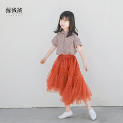 蔡爸爸原創童裝夏裝洋氣女童半身網紗裙不規則三層A字裙子793+801
