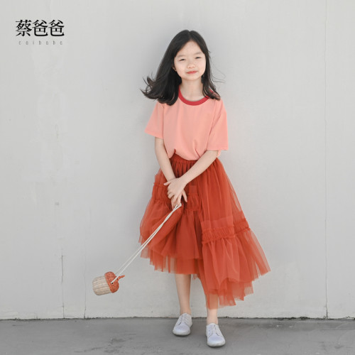 蔡爸爸原創童裝夏裝洋氣女童半身網紗裙不規則三層A字裙子793+801