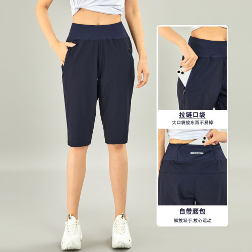 冰絲6分運動褲子女2025新款夏季薄休閒速乾七分中褲專業跑步短褲