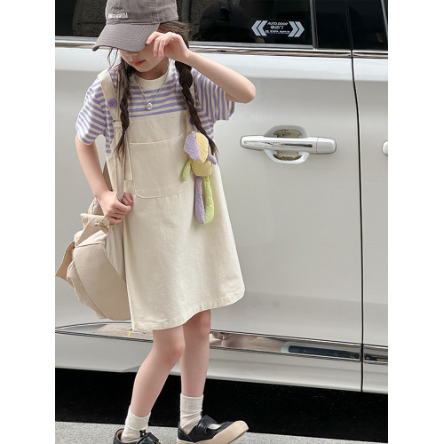 女童背帶裙夏裝新款兒童洋氣夏季純棉裙子女大童公主裙女孩連衣裙
