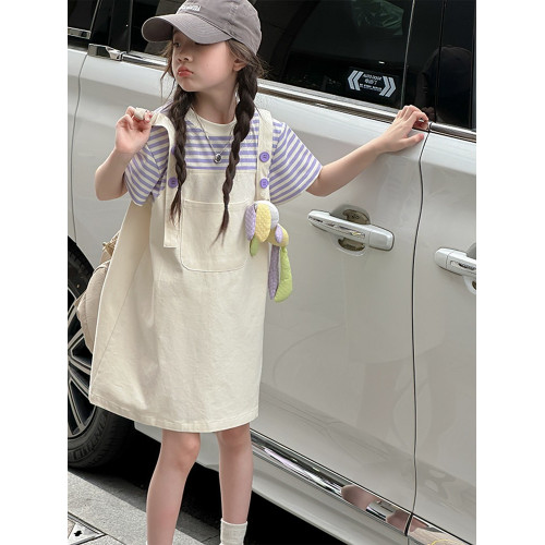 女童背帶裙夏裝新款兒童洋氣夏季純棉裙子女大童公主裙女孩連衣裙