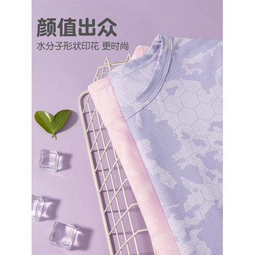 迴力女童速乾衣排汗t恤兒童短袖運動女大童上衣女孩紫色羽毛球服