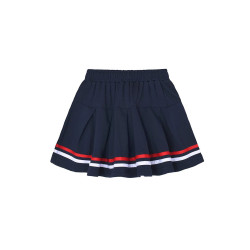 女童純棉藏藍色百褶裙春秋季兒童裙子深藍色半身裙小學生校服短裙