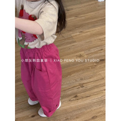 女童夏款短袖套裝2024女寶純棉寬松T恤+火龍果長褲上衣褲子兩件套