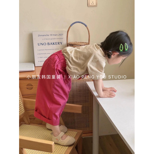 女童夏款短袖套裝2024女寶純棉寬松T恤+火龍果長褲上衣褲子兩件套