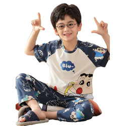 男童半袖睡衣春秋款純棉短袖長褲卡通男孩中大童青少年家居服套裝