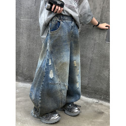 女童嘻哈短袖t恤兒童夏季寬松上衣9女孩網紅跳舞破洞半袖潮酷穿搭