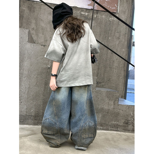 女童嘻哈短袖t恤兒童夏季寬松上衣9女孩網紅跳舞破洞半袖潮酷穿搭