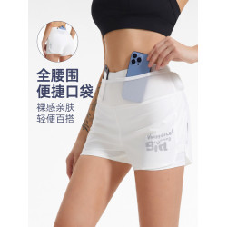 跑步運動褲女專業馬拉松五口袋短褲高腰收腹防走光顯瘦瑜伽健身褲