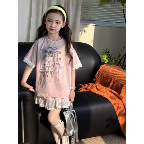 女童T恤短袖2025夏季新款兒童純棉爆款上衣夏裝中童女孩洋氣休閒