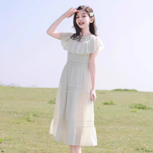 女童連衣裙2025夏季新款兒童裙子小女孩中大童洋氣時髦短袖公主裙
