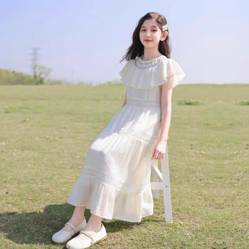 女童連衣裙2025夏季新款兒童裙子小女孩中大童洋氣時髦短袖公主裙
