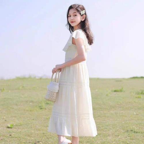女童連衣裙2025夏季新款兒童裙子小女孩中大童洋氣時髦短袖公主裙