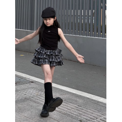 吉小可兒童半身裙2025夏季新款格子裙百搭女童甜酷炸街短裙