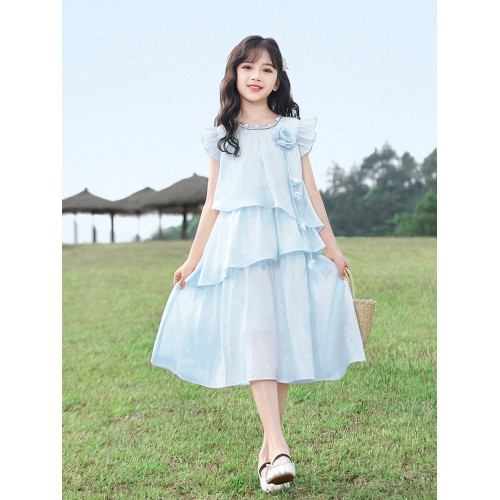 女童連衣裙2025新款夏裝兒童洋氣時髦公主裙夏季女孩裙子蛋糕裙子