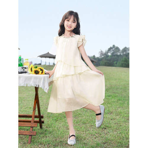 女童連衣裙2025新款夏裝兒童洋氣時髦公主裙夏季女孩裙子蛋糕裙子