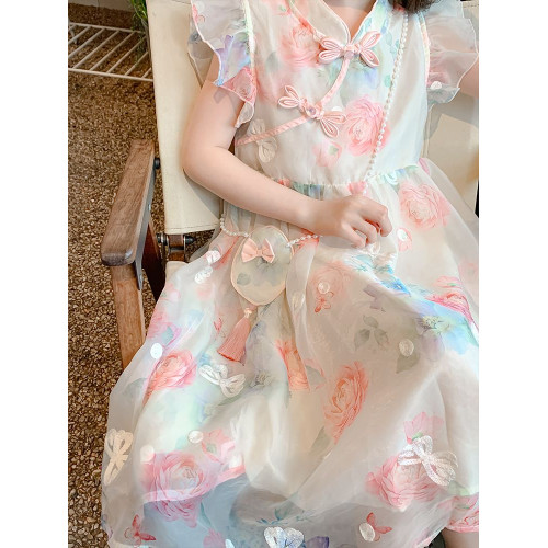 女童連衣裙夏裝2025新款兒童洋氣時髦公主裙女孩夏季裙子大童夏款