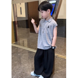 香港BAKUXIA男童夏裝POLO衫套裝2025新款兒童帥氣薄款短袖男孩潮T
