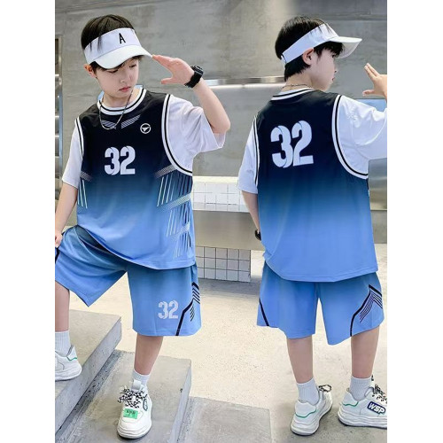 安哼安哼男童藍球服套裝夏款中大童球衣背心夏季男孩運動速乾32號