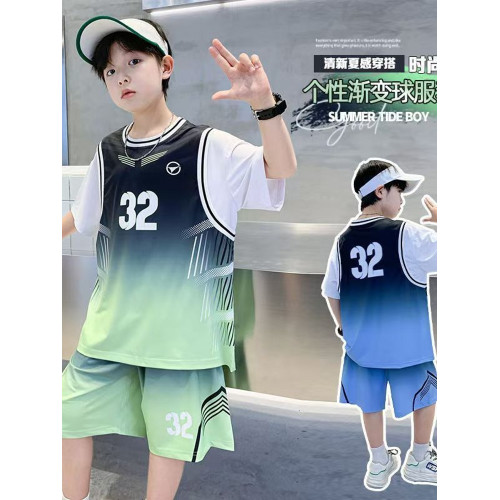 安哼安哼男童藍球服套裝夏款中大童球衣背心夏季男孩運動速乾32號