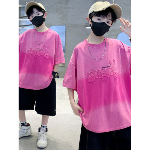 男童夏裝短袖T恤2025新款大童夏季男孩炸街半袖兒童純棉體恤上衣t