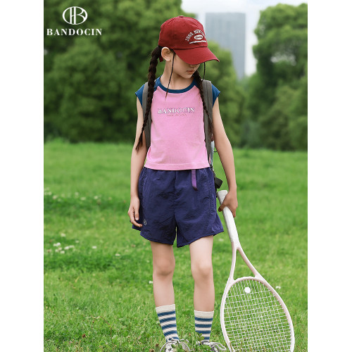 親子女童工裝運動短褲夏季薄款洋氣中大童2025新款兒童夏裝休閒褲