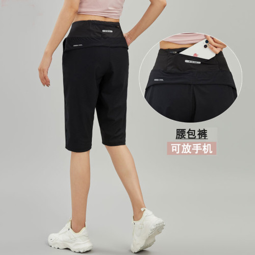運動褲子女2025新款六分褲夏季薄款速乾跑步健身腰包6分休閒中褲