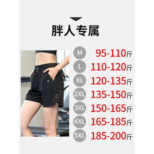 胖mm顯瘦速乾運動褲女五分拉鍊口袋夏季薄款跑步3分短褲寬松大碼