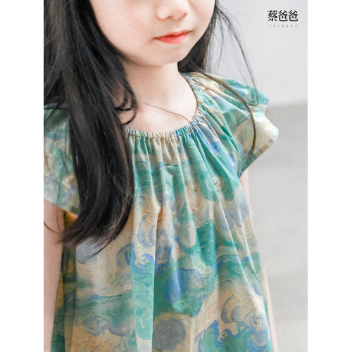 蔡爸爸童裝女童碎花裙 2025新款夏裝 大童女孩純棉無袖連衣裙650
