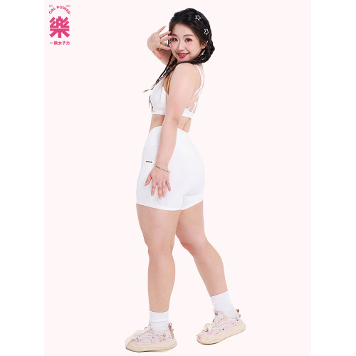 一樂女子力 蛇紋三分褲無Y字尲尬線訓練騎行短褲擼鐵女孩運動褲子