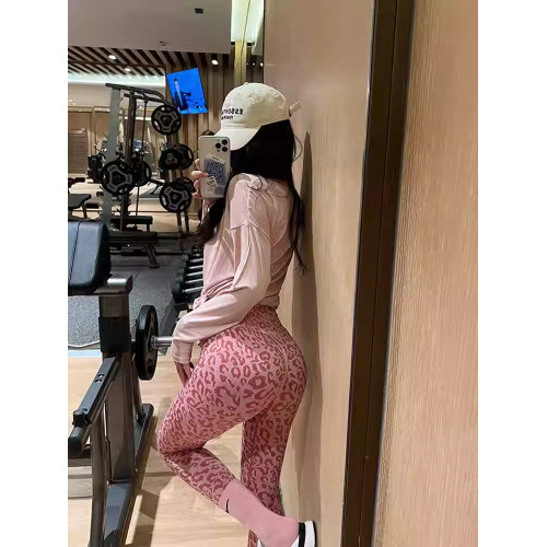 KAYANTY性感健身褲女蜜桃歐美粉色豹紋瑜伽褲歐美提臀運動褲春秋
